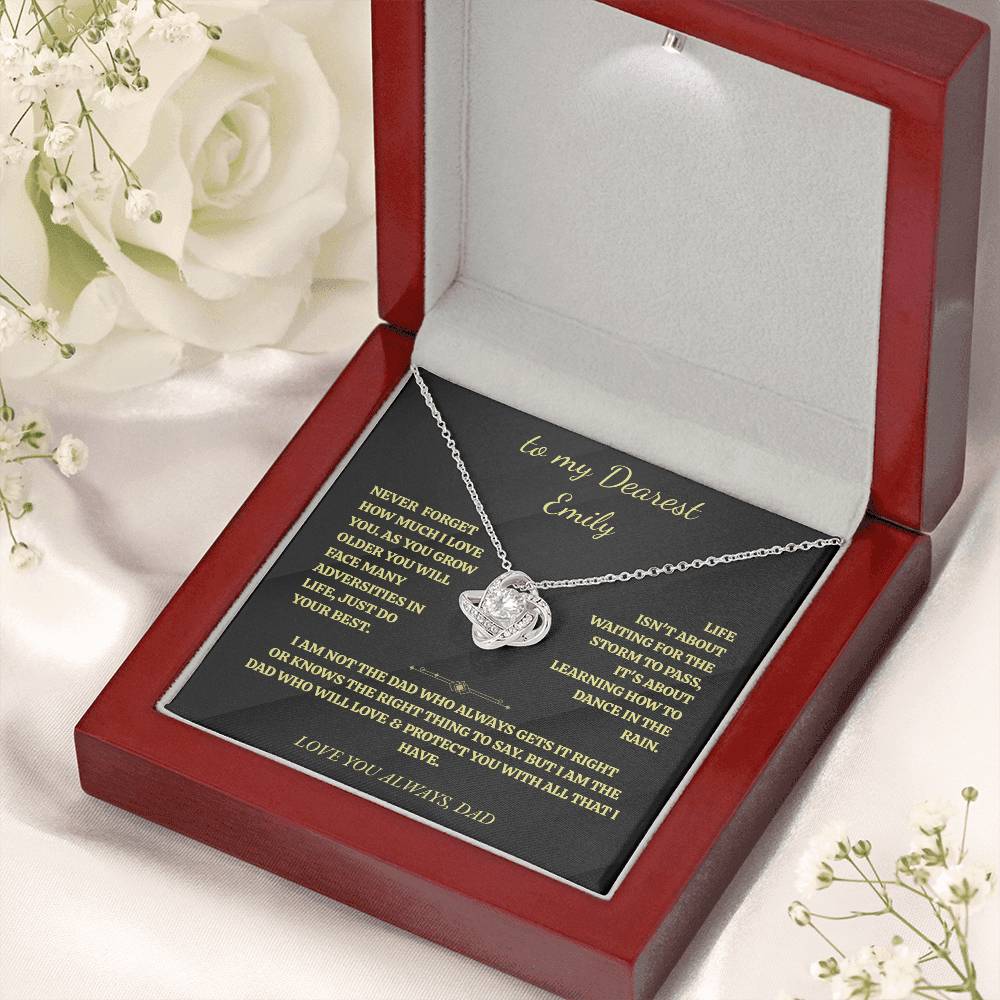 Personalized Love Knot Necklace for Daughter from Dad - "I'll Always Be There"