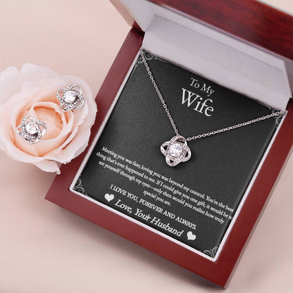 Love Knot Earring & Necklace Set  Gift For Wife, Meeting You Was Fate,wife jewelry birthday,wife birthday giftful jewelry