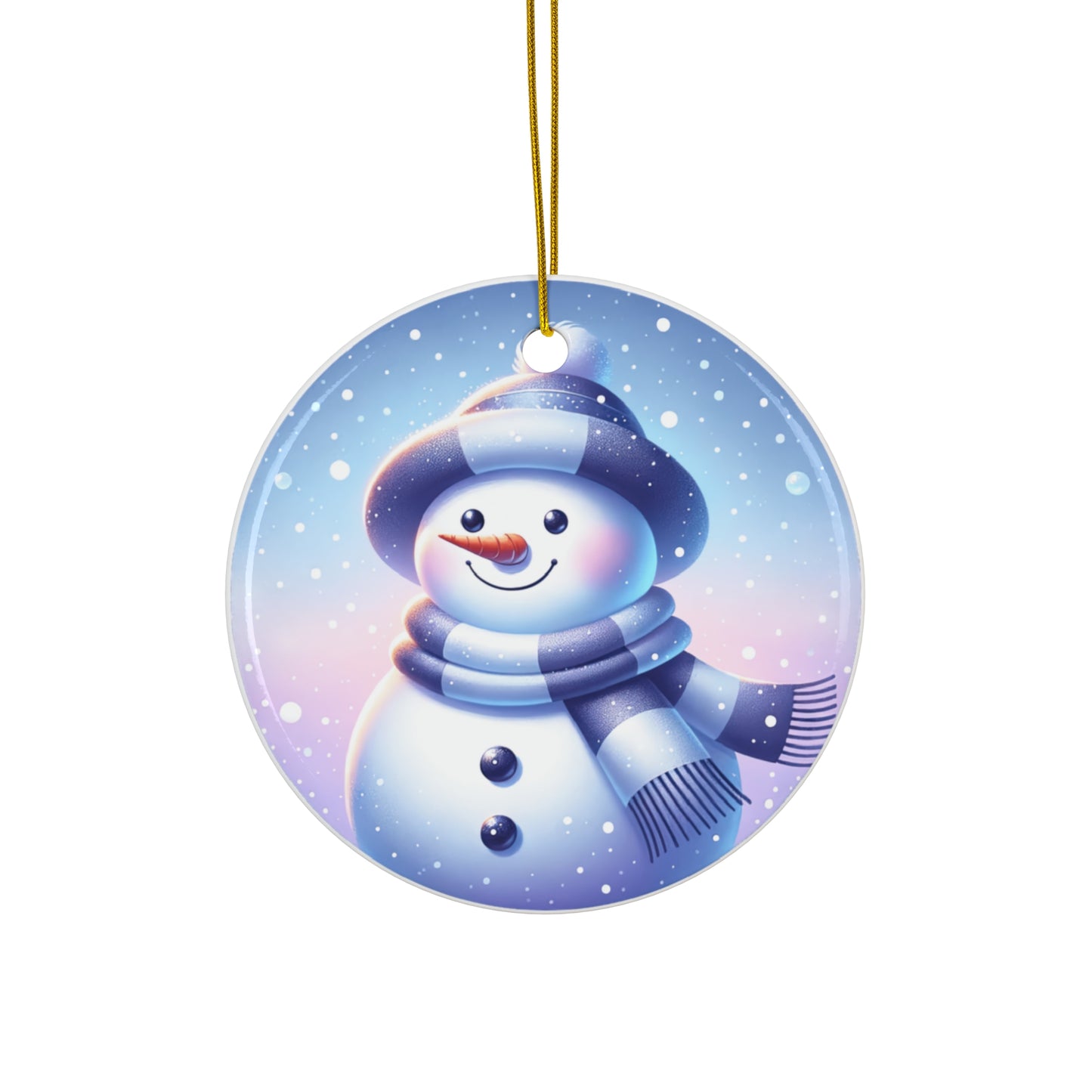 Ceramic Ornament, Snowman Christmas Ornament, Winter Wonderland Holiday Decoration, Scandinavian Hat, Blue Silver Decor, Xmas