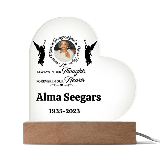 Heart Acrylic Plaque with Photo, Memorial Keepsake, Personalized Gift, LED Light Base, Custom Engraved Plaque, Heart Shaped Acrylic