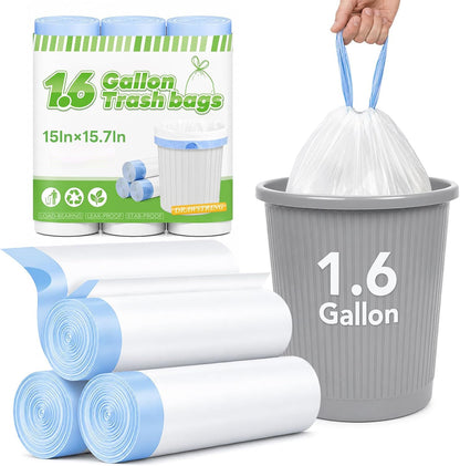 1.6 Gallon Trash Bags 1800 Count 0.4Mil With Drawstring Wholesale