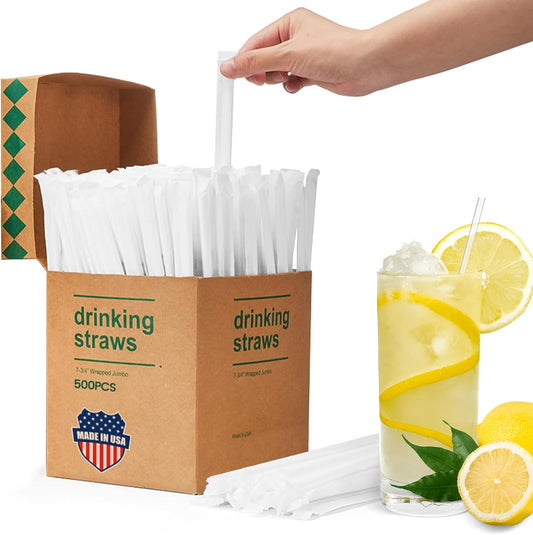 7.75"x0.24" Individually Wrapped Plastic Straws | 3000 Pack Wholesale