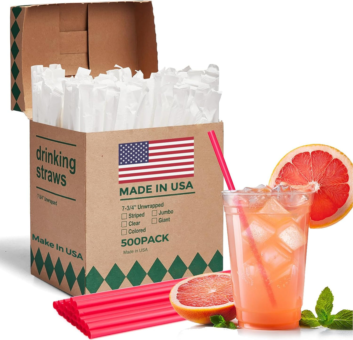 7.75"x0.24" Individually Wrapped Plastic Straws | 3000 Pack Wholesale
