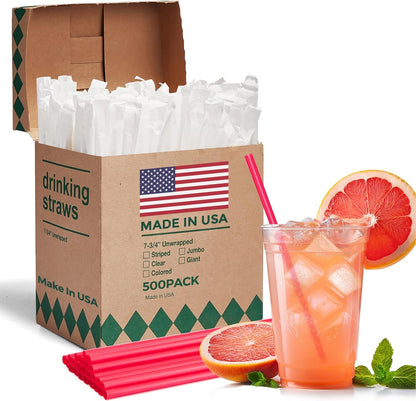 7.75"x0.24" Individually Wrapped Plastic Straws | 3000 Pack Wholesale