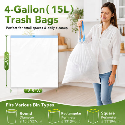 4 Gallon Trash Bags 1600 Count 0.4Mil With Drawstring Wholesale