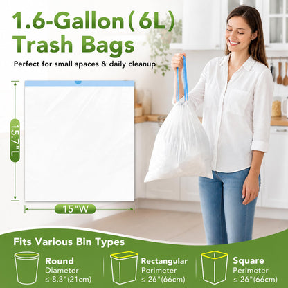 1.6 Gallon Trash Bags 1800 Count 0.4Mil With Drawstring Wholesale