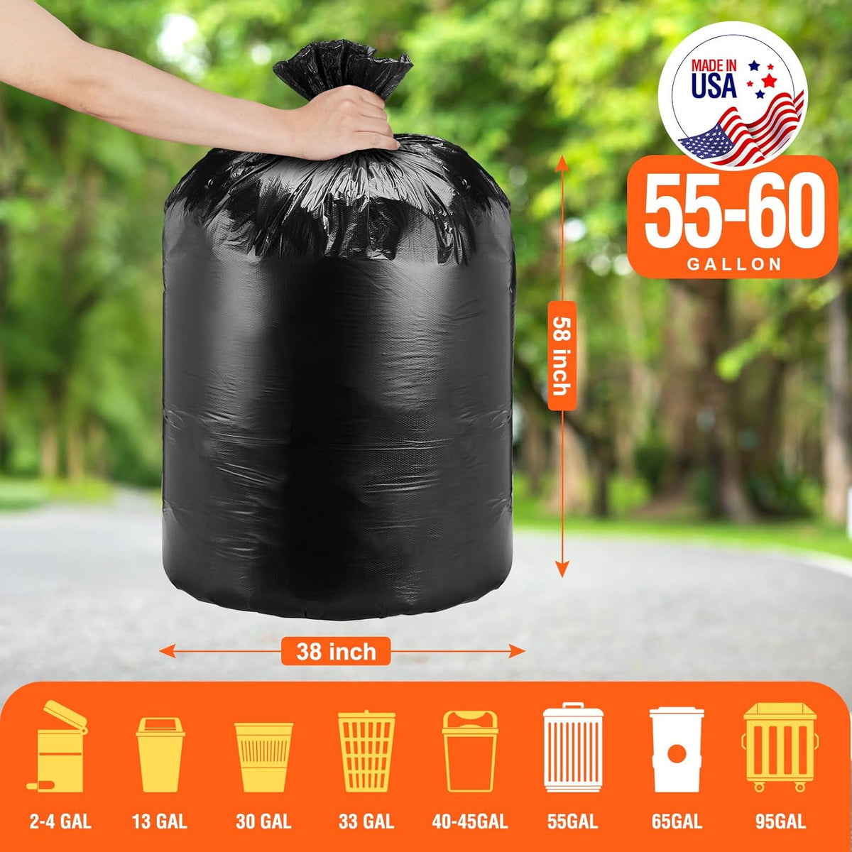 55-60 Gallon Trash Bags 150 Count 0.7Mil Wholesale