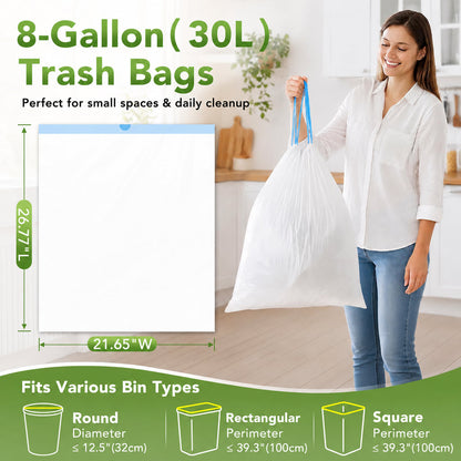 8 Gallon Trash Bags 1400 Count 0.55Mil With Drawstring Wholesale