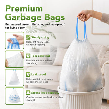 8 Gallon Trash Bags 1400 Count 0.55Mil With Drawstring Wholesale