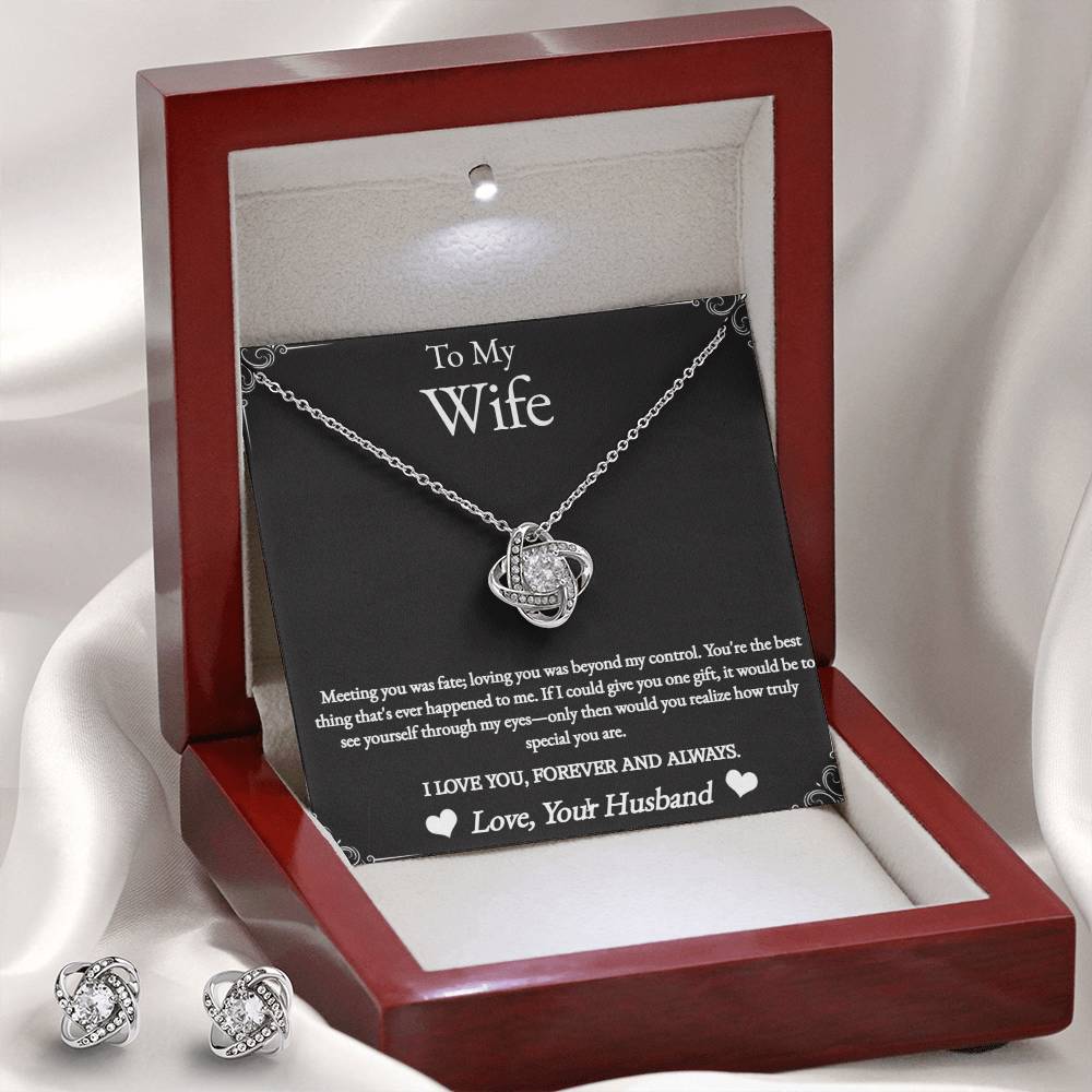 Love Knot Earring & Necklace Set  Gift For Wife, Meeting You Was Fate,wife jewelry birthday,wife birthday giftful jewelry
