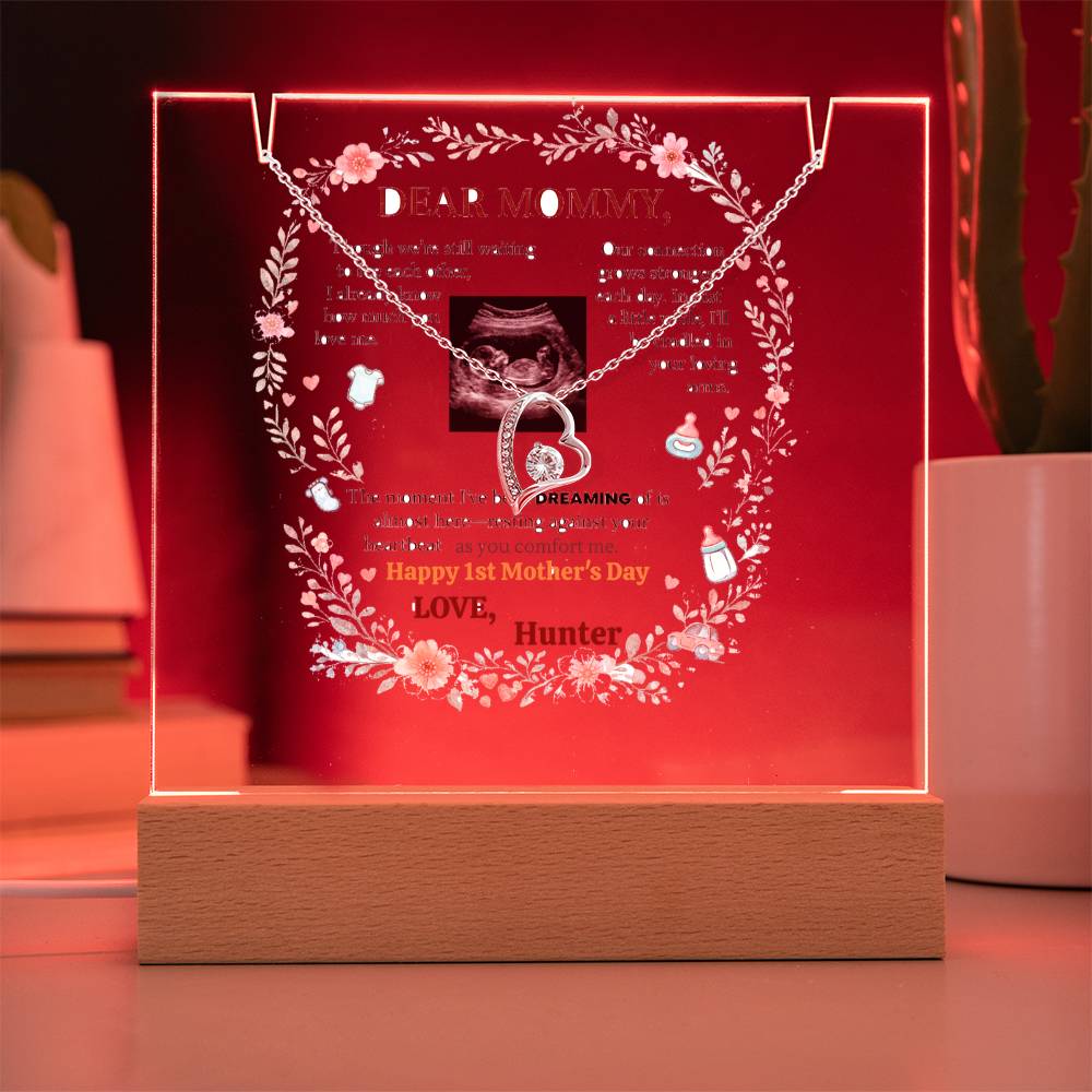 Keepsake Acrylic Bundle, Personalized LED Display, Forever Love Necklace, Mother's Day Gift, Gift for New Moms, Expecting Mother Gift