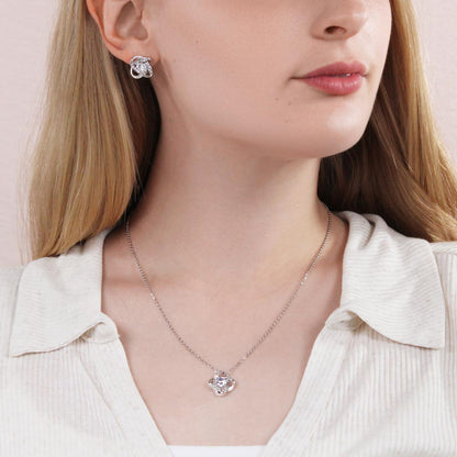 Love Knot Earring & Necklace Set  Gift For Wife, Meeting You Was Fate,wife jewelry birthday,wife birthday giftful jewelry