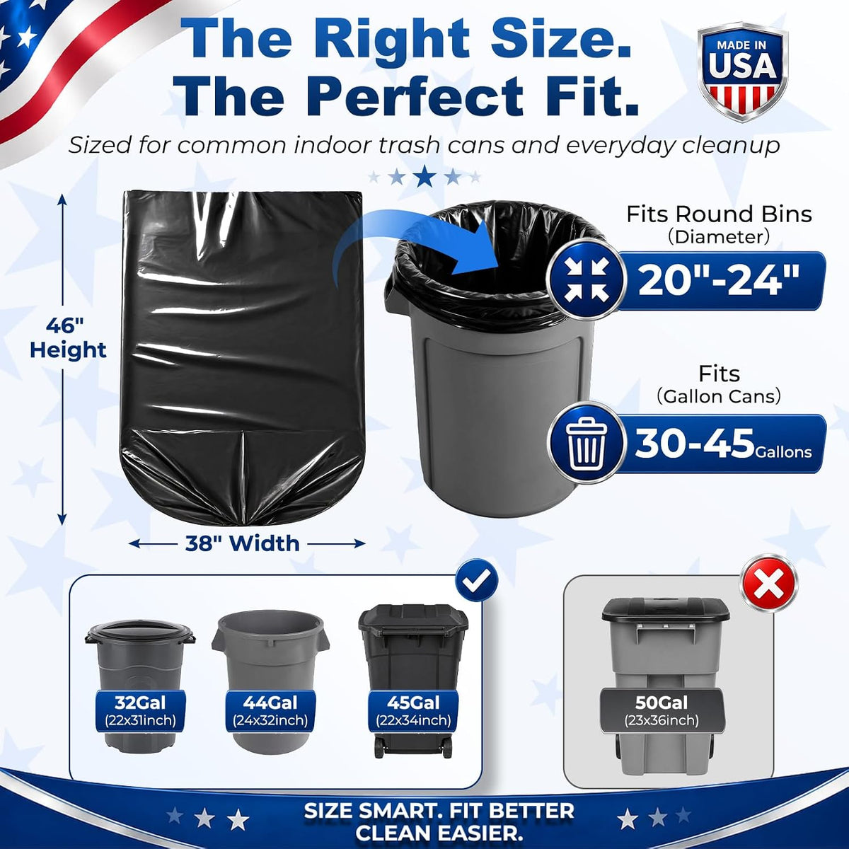 40-45 Gallon Trash Bags 1.2Mil 100 Count Wholesale