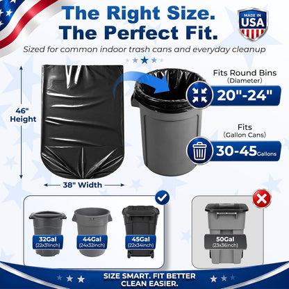40-45 Gallon Trash Bags 1.2Mil 100 Count Wholesale