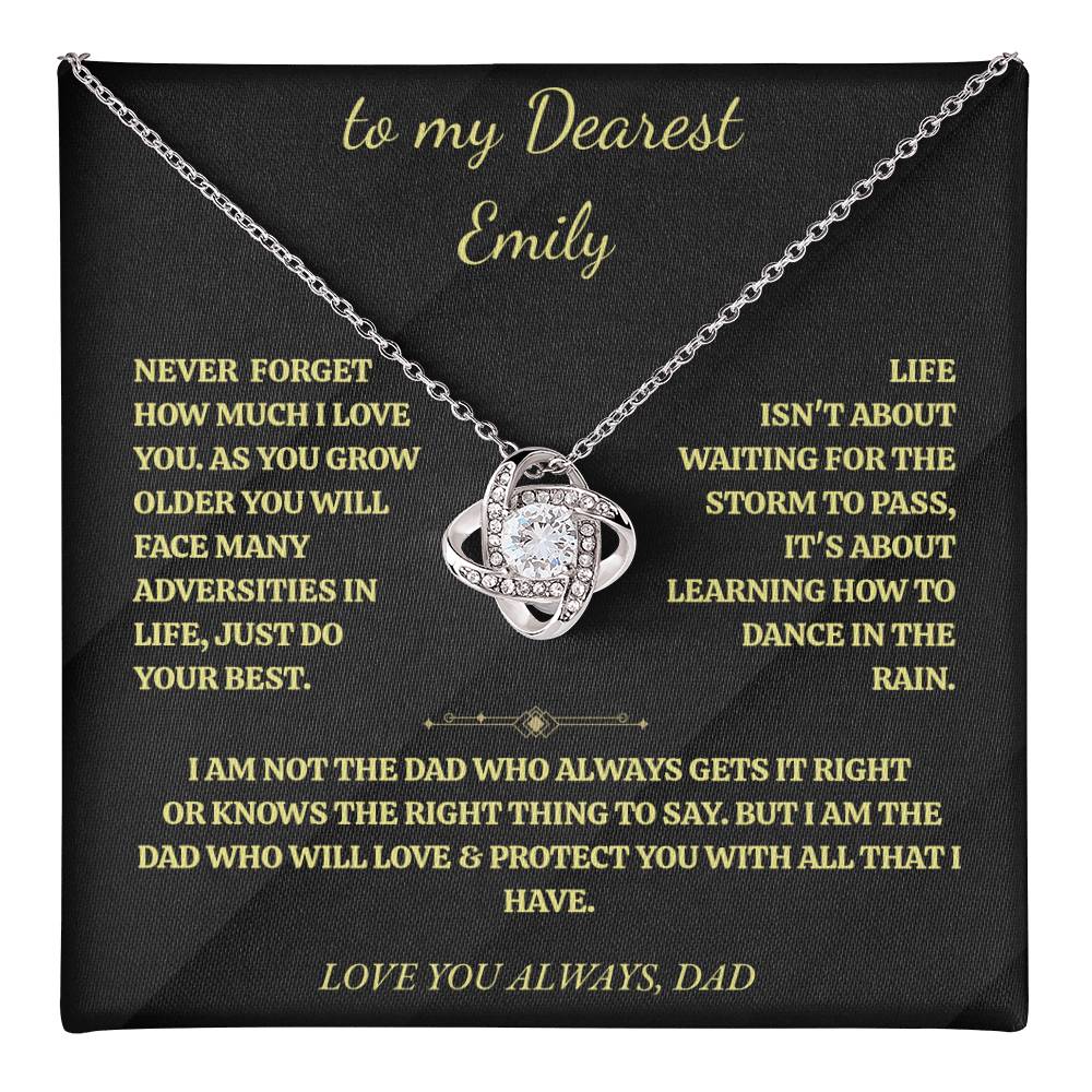 Personalized Love Knot Necklace for Daughter from Dad - "I'll Always Be There"