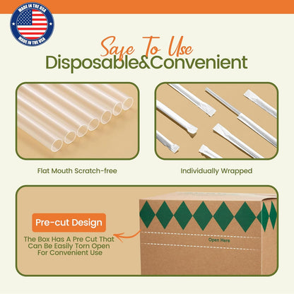 7.75"x0.24" Individually Wrapped Plastic Straws | 3000 Pack Wholesale