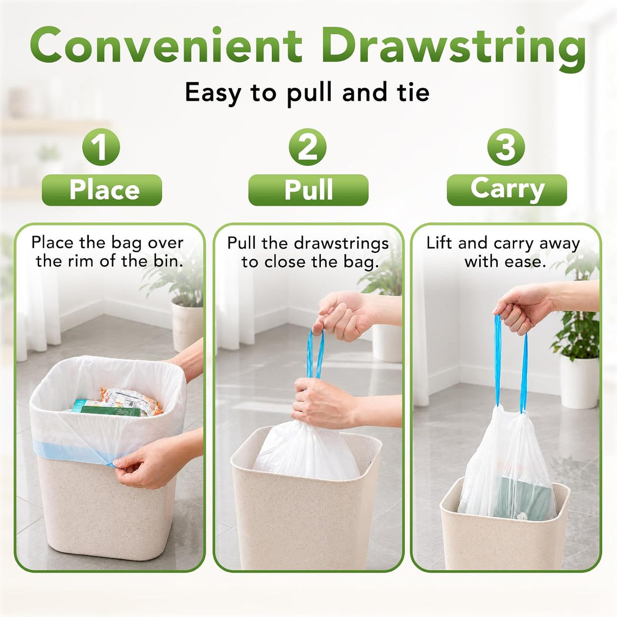1.6 Gallon Trash Bags 1800 Count 0.4Mil With Drawstring Wholesale