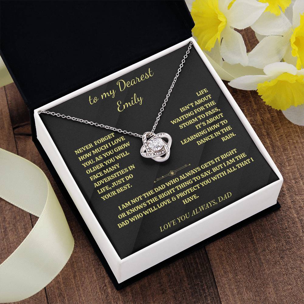 Personalized Love Knot Necklace for Daughter from Dad - "I'll Always Be There"