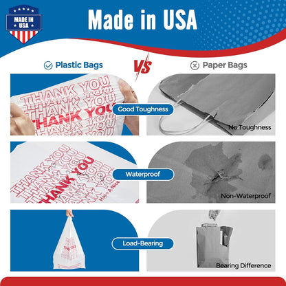 11.5x6.5x21" 0.47mil Thank You Plastic Bags 1000 Count Wholesale
