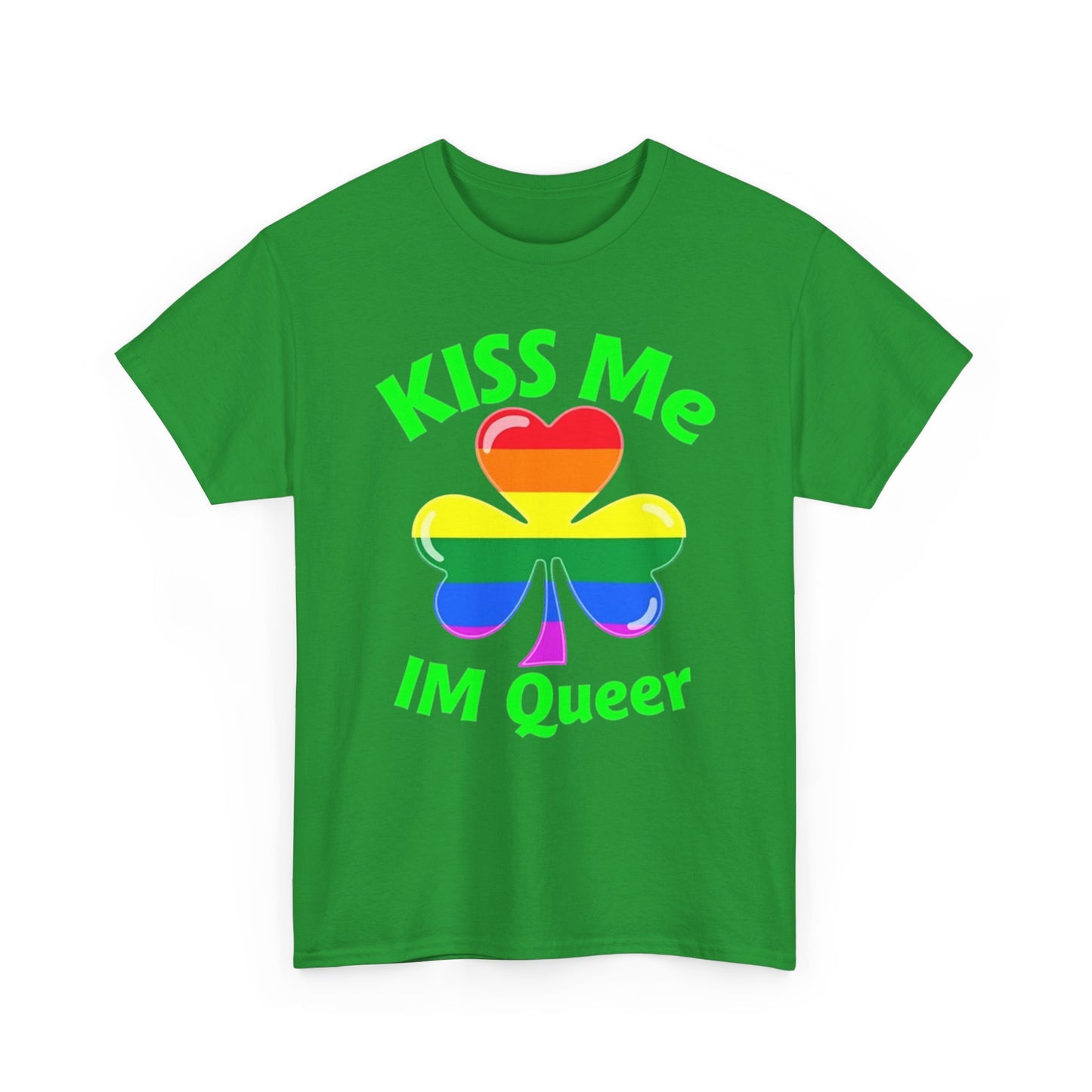 Kiss Me I'm Queer Tee - Unisex Heavy Cotton Shirt for St. Patrick's Day Pride and LGBTQ+ Celebrations