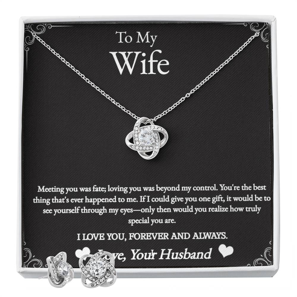 Love Knot Earring & Necklace Set  Gift For Wife, Meeting You Was Fate,wife jewelry birthday,wife birthday giftful jewelry,
