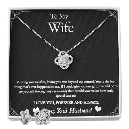 Love Knot Earring & Necklace Set  Gift For Wife, Meeting You Was Fate,wife jewelry birthday,wife birthday giftful jewelry