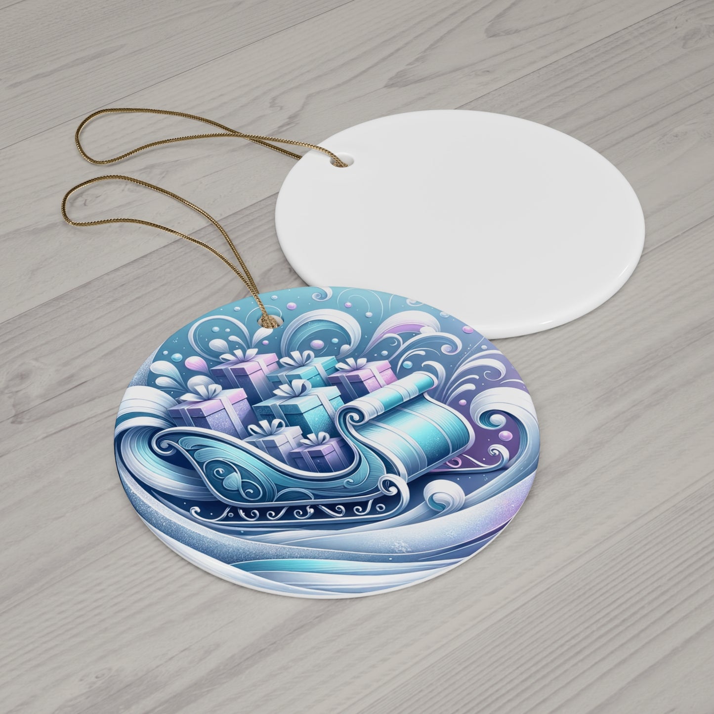 Ceramic Ornament, Christmas Tree Decoration, Holiday Ornament, Winter Wonderland Decor, Blue and Silver Ornament, Christmas