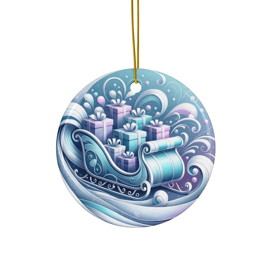 Ceramic Ornament, Christmas Tree Decoration, Holiday Ornament, Winter Wonderland Decor, Blue and Silver Ornament, Christmas