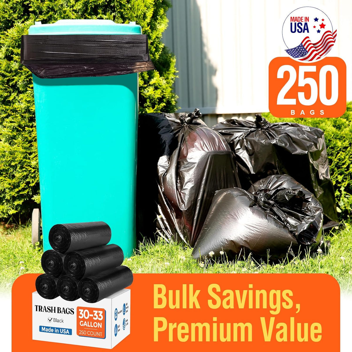 30-33 Gallon Trash Bags 250 Count Wholesale