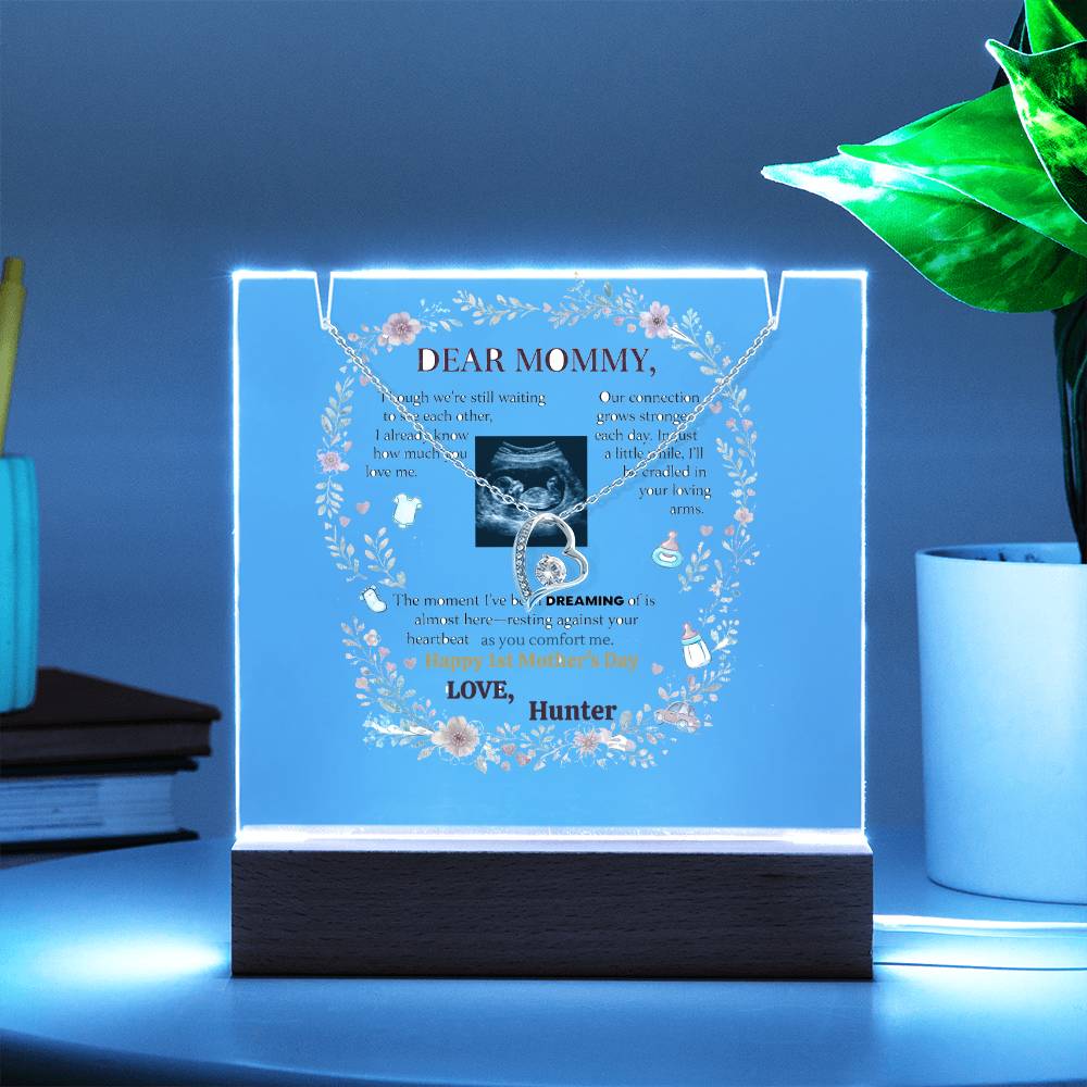Keepsake Acrylic Bundle, Personalized LED Display, Forever Love Necklace, Mother's Day Gift, Gift for New Moms, Expecting Mother Gift