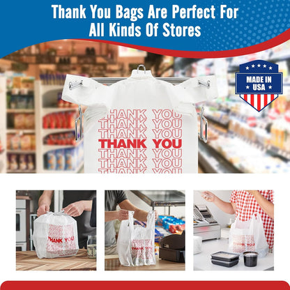 11.5x6.5x21" 0.47mil Thank You Plastic Bags 1000 Count Wholesale