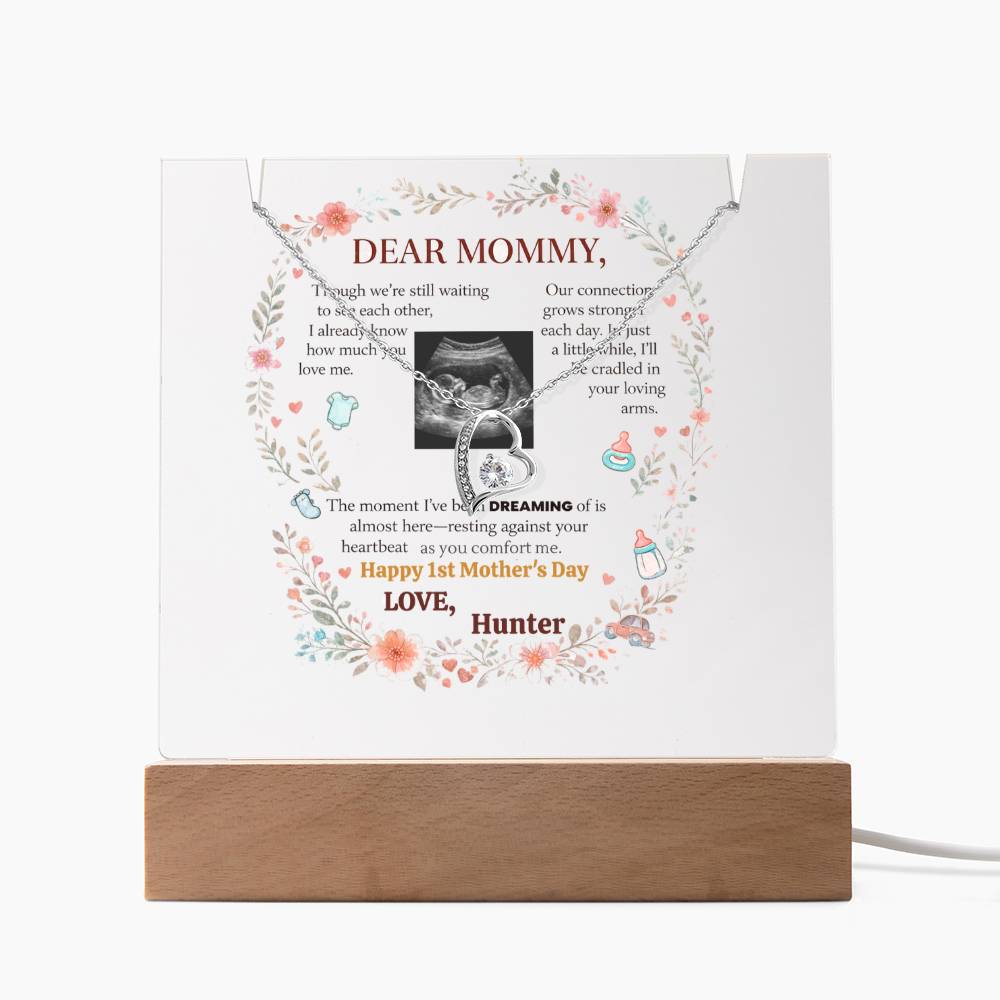 Keepsake Acrylic Bundle, Personalized LED Display, Forever Love Necklace, Mother's Day Gift, Gift for New Moms, Expecting Mother Gift