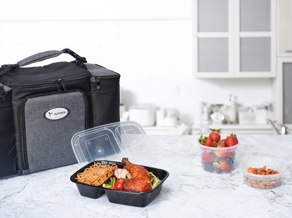 50 Pack 32OZ 2 square Compartment Meal Prep with Lids Wholesale