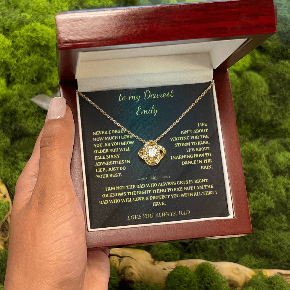 Personalized Love Knot Necklace for Daughter from Dad - "I'll Always Be There"