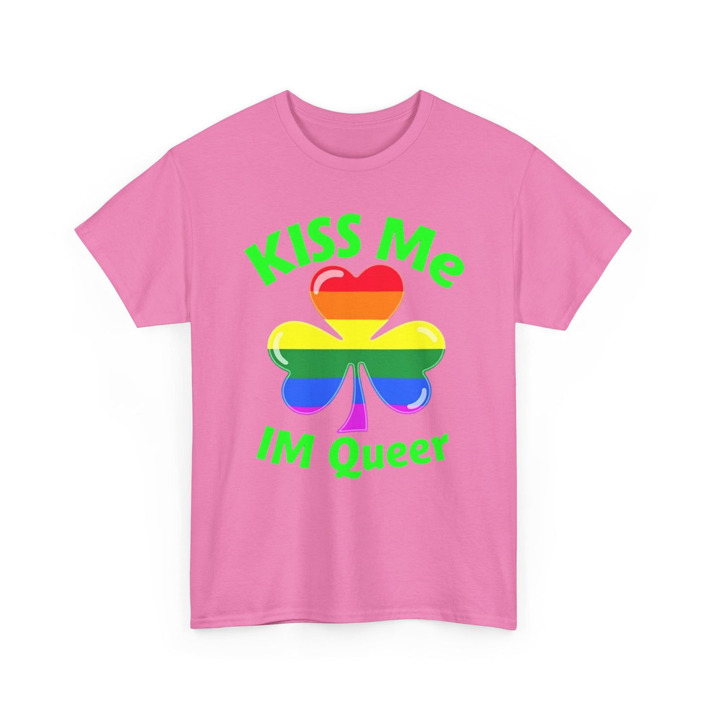 Kiss Me I'm Queer Tee - Unisex Heavy Cotton Shirt for St. Patrick's Day Pride and LGBTQ+ Celebrations
