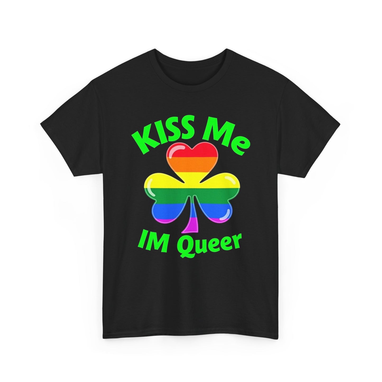 Kiss Me I'm Queer Tee - Unisex Heavy Cotton Shirt for St. Patrick's Day Pride and LGBTQ+ Celebrations