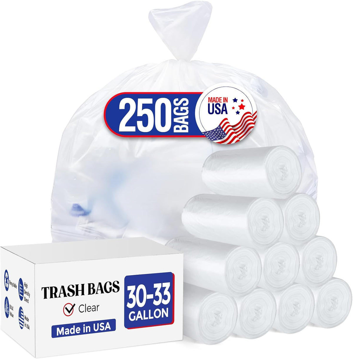 30-33 Gallon Trash Bags 250 Count Wholesale