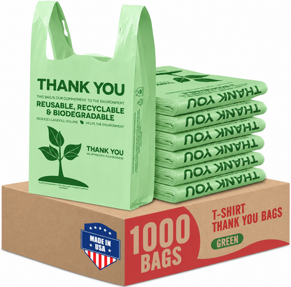 11.5x6.5x21" 0.47mil Thank You Plastic Bags 1000 Count Wholesale