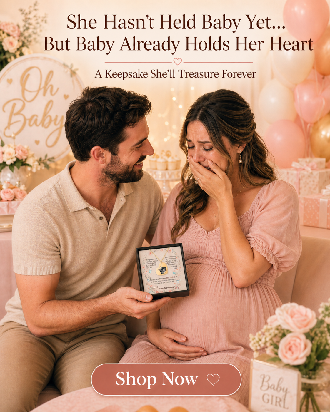 Custom Sonogram Heart Necklace — Personalized Keepsake Gift for New Moms