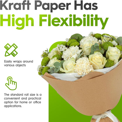 17.5 Inch x 100ft Brown Kraft Paper Roll Craft Wrapping Paper | 16 Roll Wholesale