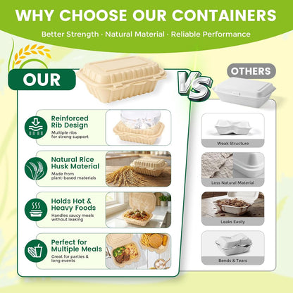 300 Pack 22OZ Cornstarch Clamshell Meal Prep Containers Wholesale