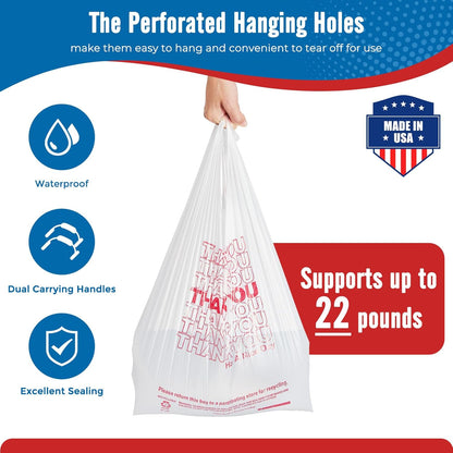 11.5x6.5x21" 0.47mil Thank You Plastic Bags 1000 Count Wholesale