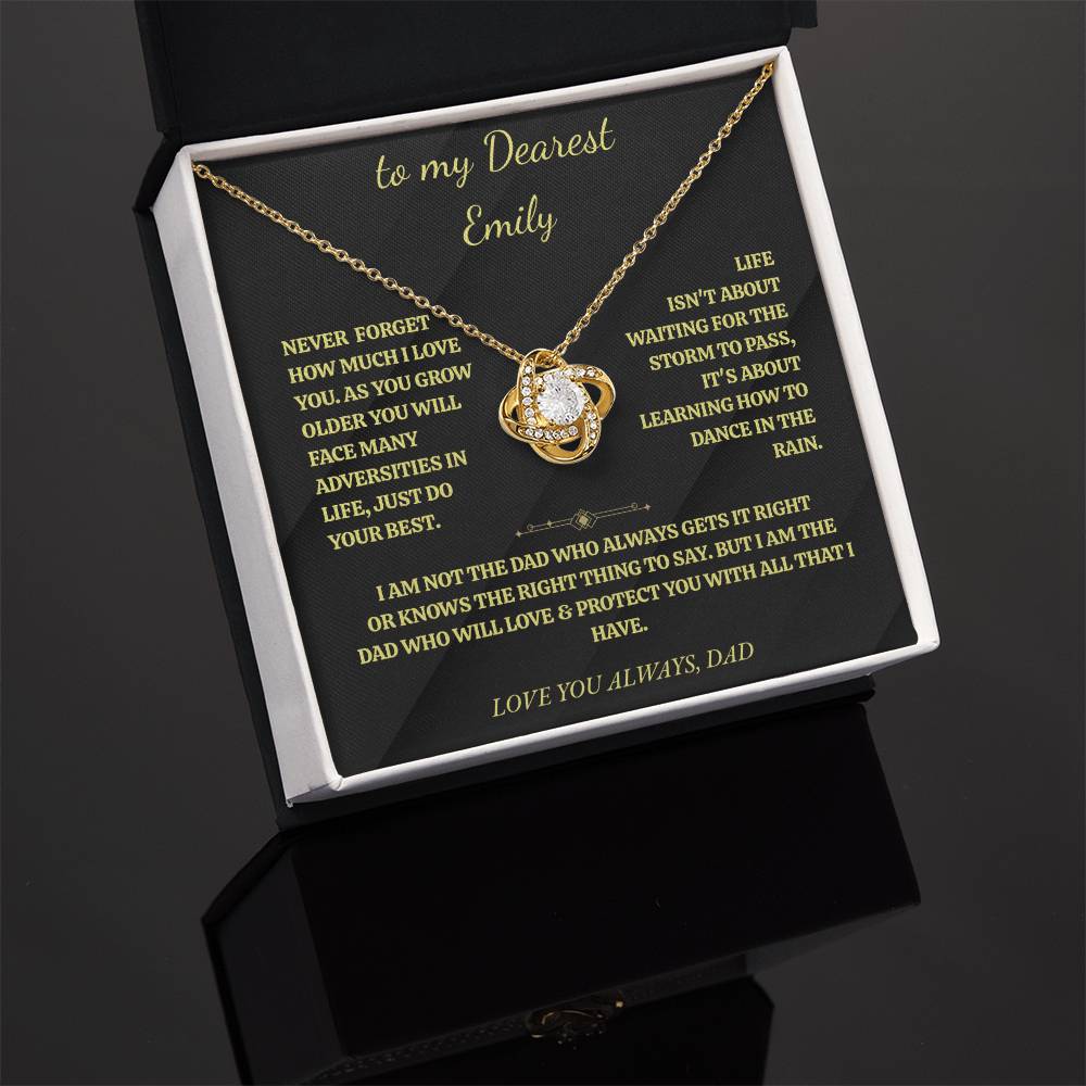 Personalized Love Knot Necklace for Daughter from Dad - "I'll Always Be There"
