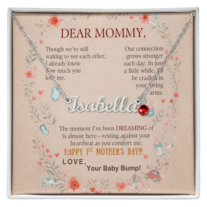 First Time Mother Personalized Name Necklace with Birthstone. Mother's Day.