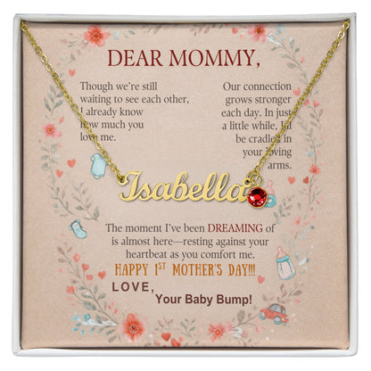 First Time Mother Personalized Name Necklace with Birthstone. Mother's Day.
