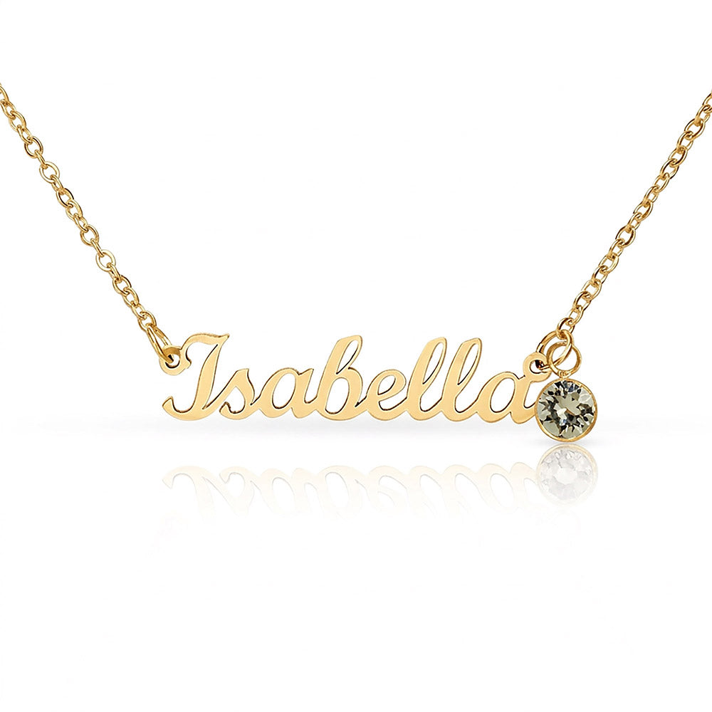 First Time Mom Personalized Name Necklace with Birthstone