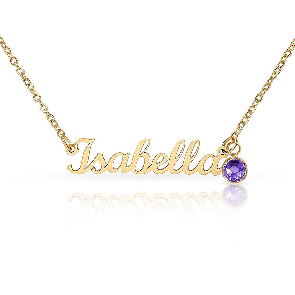 First Time Mom Personalized Name Necklace with Birthstone