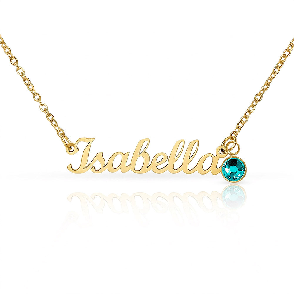 First Time Mother Personalized Name Necklace with Birthstone.