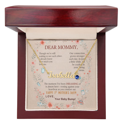 First Time Mother Personalized Name Necklace with Birthstone. Mother's Day.