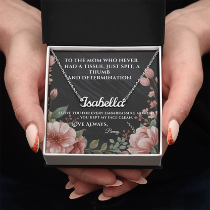 Funny Mother's Day Name Necklace — Personalized with Humorous Message Card